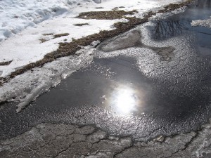 Snowmelt puddle